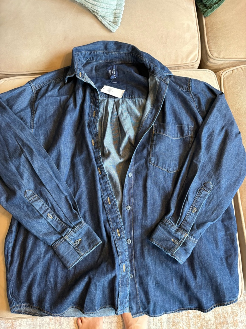 Gap Dark Blue Denim Oversize Button-Down Shirt Women’s